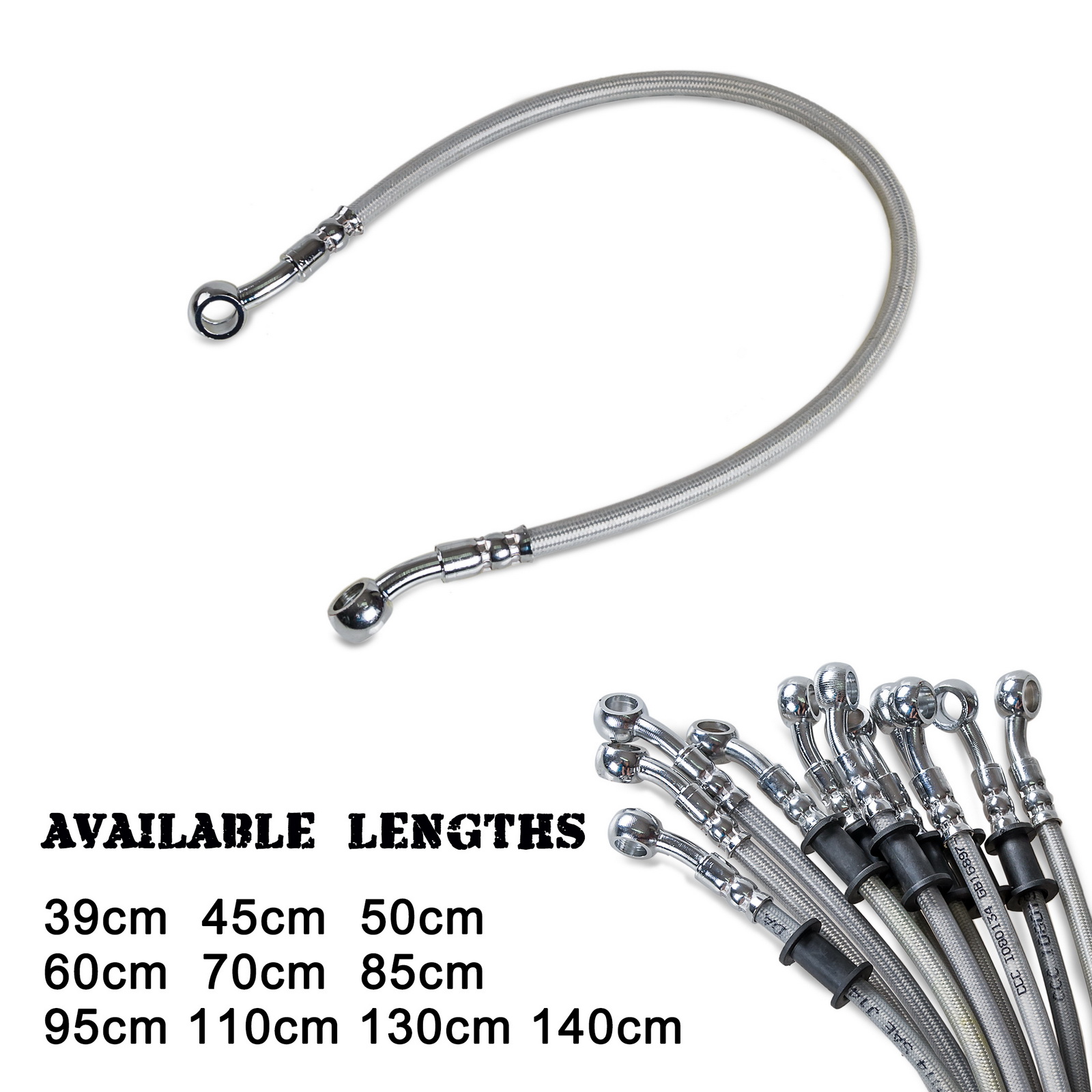 Brake Line Motorcycle - 39 センチメートル-140 センチメートルオートバイブレーキオイルホースブレーキラインユニバーサル編組パイプライン KTM ハスクバーナヤマハスズキホンダカワサキ ATV