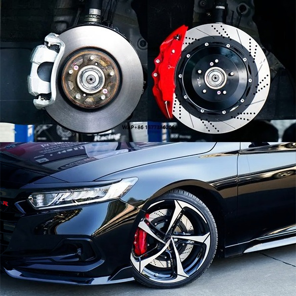 Brake Rotor - レーシングP60ESフロントビッグブレーキキット、6ピストンキャリパー、378 * 32ローター、アコード19インチカーリム用オートブレーキシステム