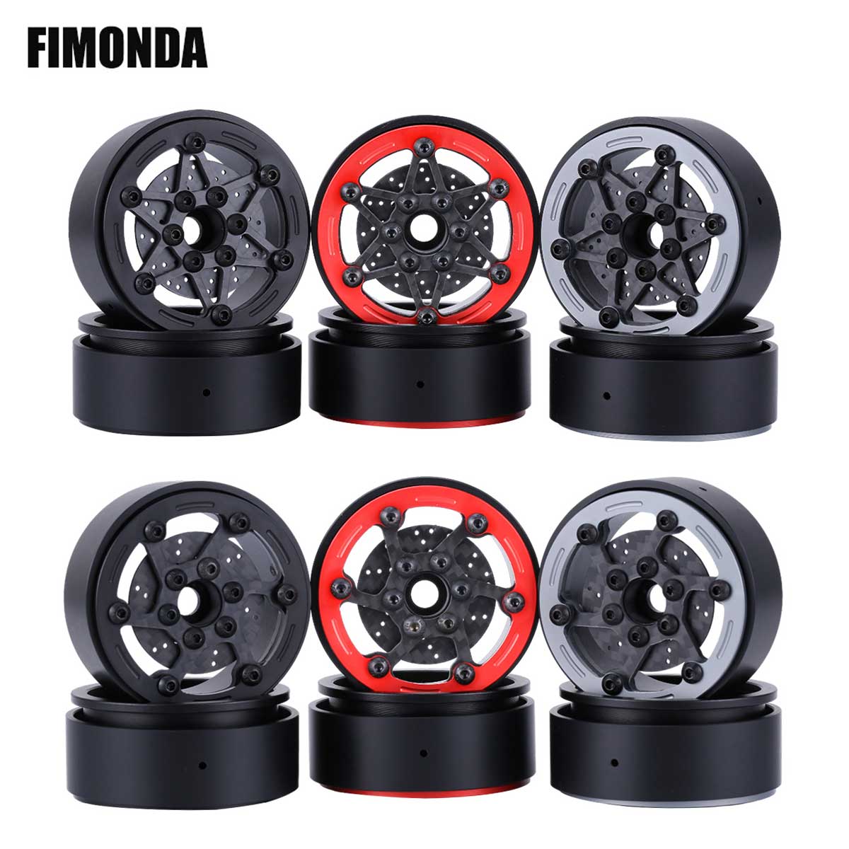 Brake Rotor - 1.9インチ軽量カーボンファイバーホイールリム、ブレーキローター付き、1/10 RCクローラー用 - SCX10、TRX4、Capra、VS4-10に適合