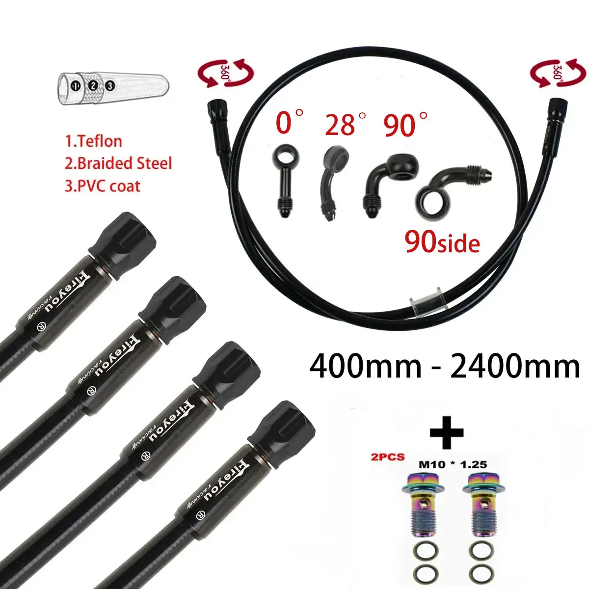 Brake Line Motorcycle - AN3 編組ブレーキホースオートバイ油圧クラッチチューブマスターシリンダーブレーキオイル DOT パイプレーシングモトクロスダートピットバイク ATV