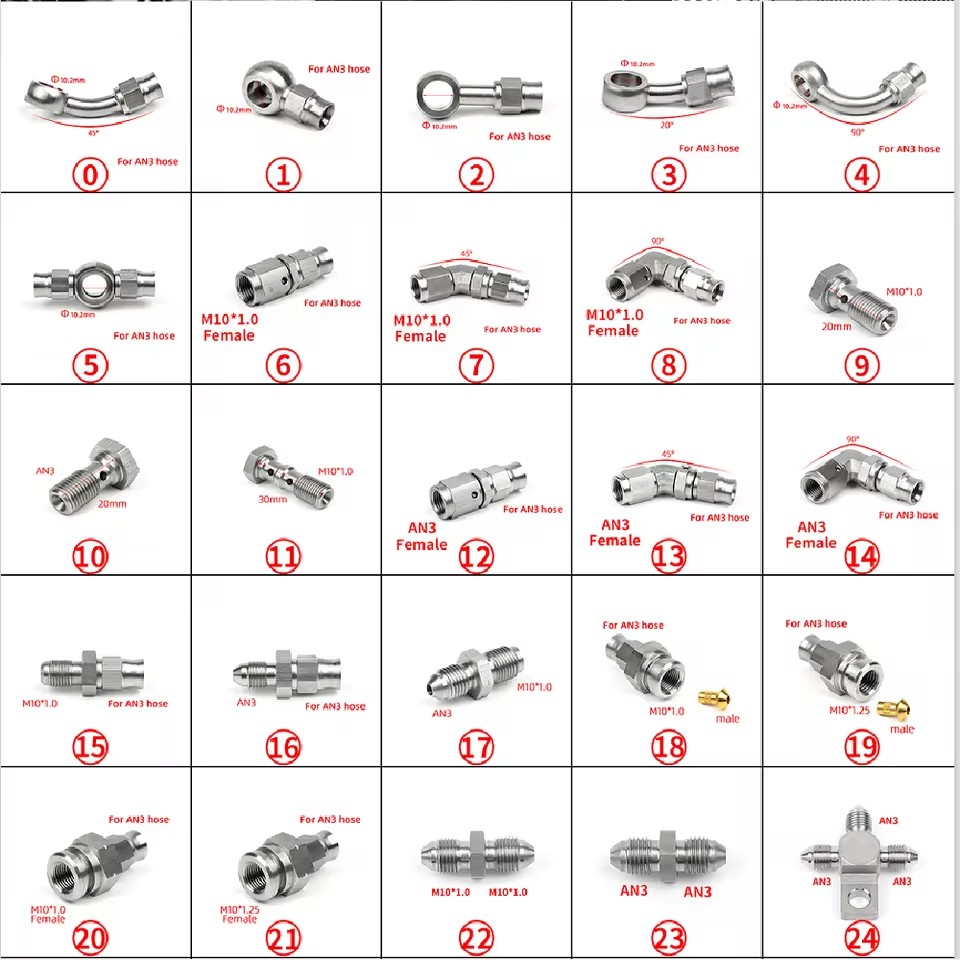 Brake Line Motorcycle - 01PC AN3 AN4 車改造オートバイモーターバイク油圧ブレーキオイルホースラインバンジョーフィッティングステンレス鋼 車用オートバイ001