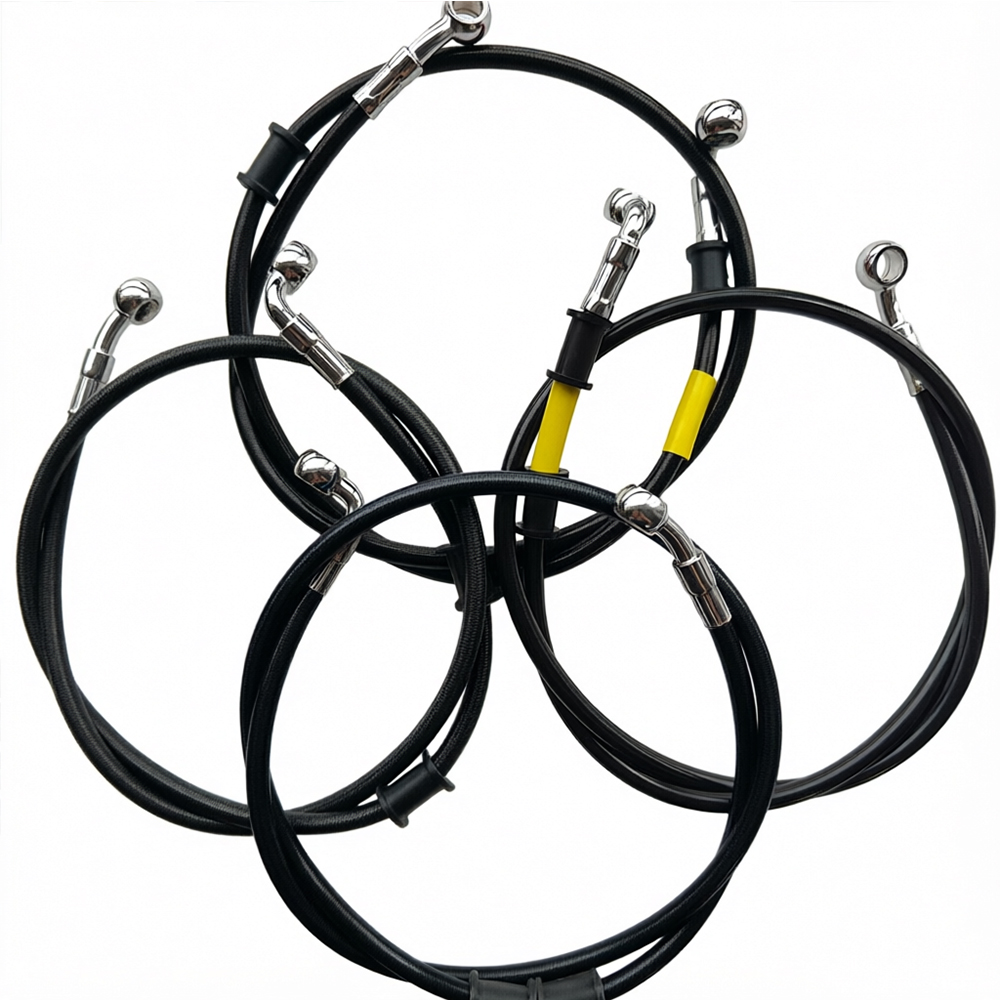 ブラック28 ° -90 °   度付き油圧ブレーキホース編 - Motorcycle Brake Cable のレビューと価格