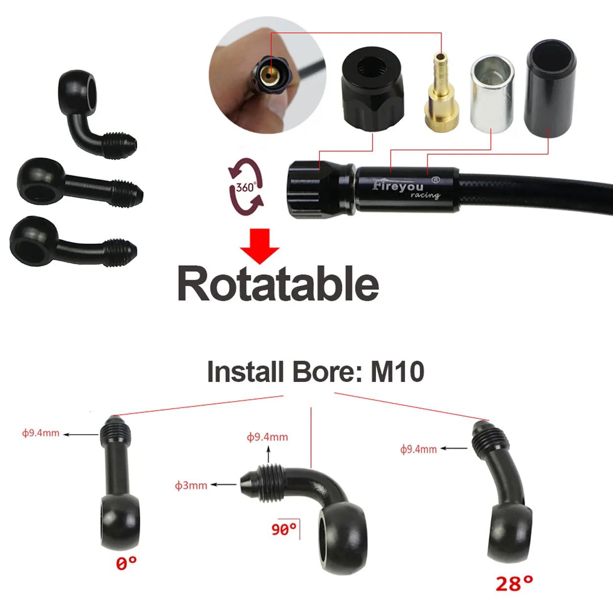 AN3 編組ブレーキホースオートバイ油圧クラッチチューブマス - Brake Line Motorcycle のレビューと価格