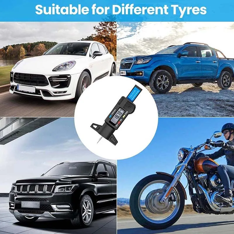 デジタルオートバイ車のタイヤタイヤトレッド深さゲージメーター - Motorcycle Brake Pads のレビューと価格