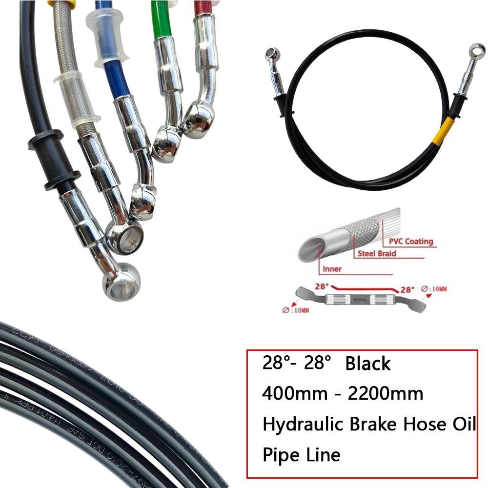 28 ° -28 °   黒編組油圧ブレーキクラッチホース強 - Brake Line Motorcycle のレビューと価格